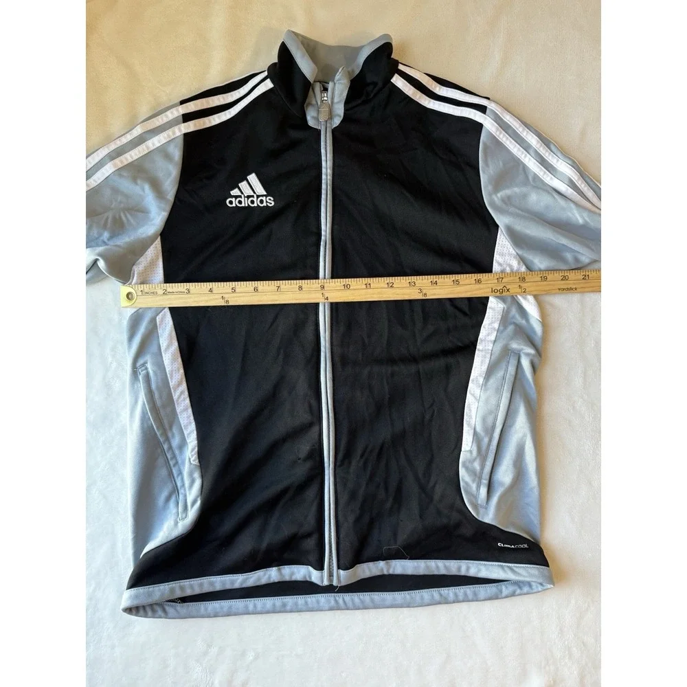Adidas Boys 13-14y Black Grey Climacool Track Jacket Size L Full Zip Performance